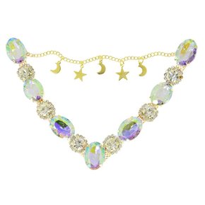 Cabedal Luas e Estrelas Celeste V com Pedrarias