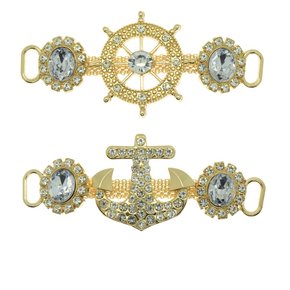 Cabedal Nautical Âncora e Leme Lateral com Pedrarias