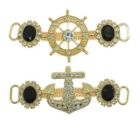 Cabedal Nautical Âncora e Leme Lateral com Pedrarias