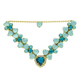 Cabedal Banhado Afrodite V com Pedrarias e Correntinha