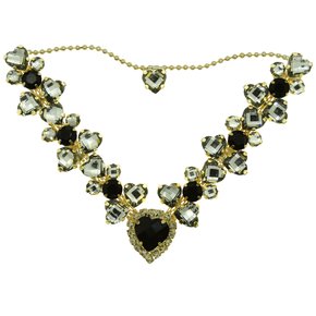 Cabedal Banhado Afrodite V com Pedrarias e Correntinha