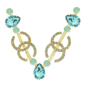 Cabedal Banhado Chanelle V com Pedrarias e Strass