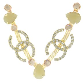 Cabedal Banhado Chanelle V com Pedrarias e Strass