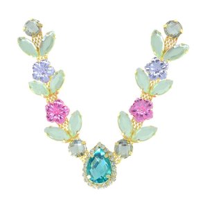 Cabedal Banhado Flores Jasmim V com Pedrarias e Florzinhas