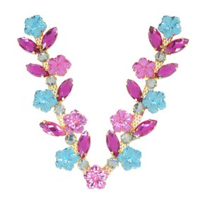 Cabedal Banhado Flores Violeta V com Pedrarias e Florzinhas