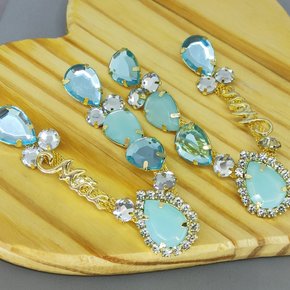 Cabedal Banhado Mãe Gotas V com Pedrarias e Strass