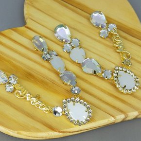 Cabedal Banhado Mãe Gotas V com Pedrarias e Strass