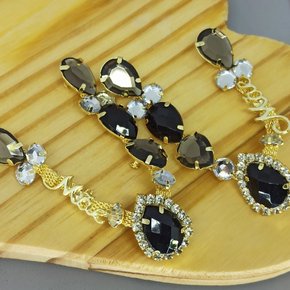 Cabedal Banhado Mãe Gotas V com Pedrarias e Strass