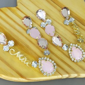 Cabedal Banhado Mãe Gotas V com Pedrarias e Strass