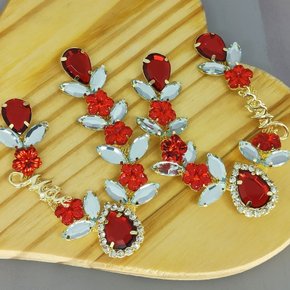 Cabedal Banhado Mãe Florzinhas V com Pedrarias e Strass