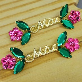 Cabedal Banhado Mãe Florzinhas Lateral com Pedrarias