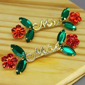 Cabedal Banhado Mãe Florzinhas Lateral com Pedrarias