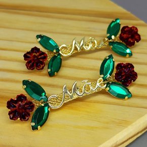 Cabedal Banhado Mãe Florzinhas Lateral com Pedrarias