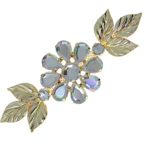 Cabedal Banhado Flor Maura Lateral com Pedrarias e Folhas