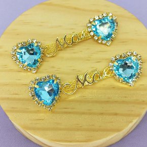 Cabedal Banhado Mãe Coração Lateral com Pedrarias e Strass