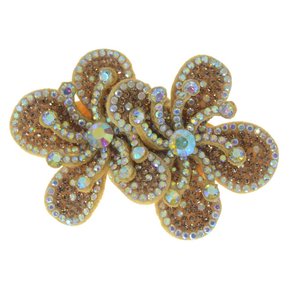 Aplique de Tecido Flor Dupla Isabel com Strass