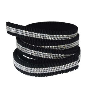 Tira de Tecido Elástica com Strass 15mm Branco - metro