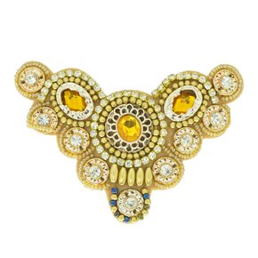 Aplique de Tecido Tigre V com Pedrarias e Strass