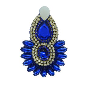 Aplique de Tecido Cocar Thaynara Lateral com Pedrarias e Strass