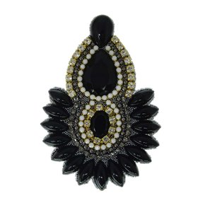 Aplique de Tecido Cocar Thaynara Lateral com Pedrarias e Strass