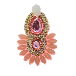 Aplique de Tecido Cocar Thaynara Lateral com Pedrarias e Strass