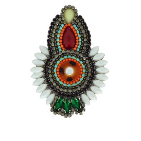 Aplique de Tecido Cocar Kauane Lateral com Pedrarias e Strass