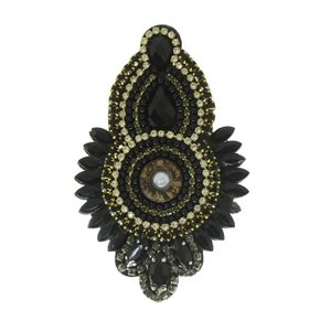 Aplique de Tecido Cocar Kauane Lateral com Pedrarias e Strass