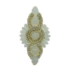 Aplique de Tecido Cocar Anahí Lateral com Pedrarias e Strass