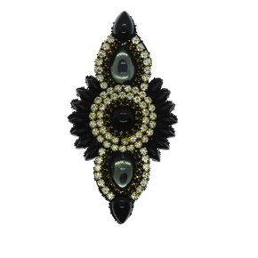 Aplique de Tecido Cocar Anahí Lateral com Pedrarias e Strass