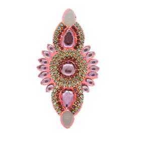 Aplique de Tecido Cocar Anahí Lateral com Pedrarias e Strass