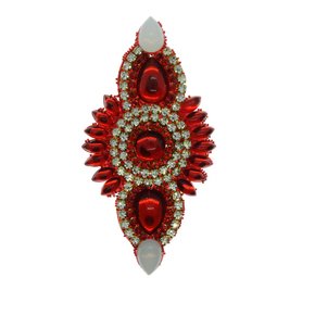 Aplique de Tecido Cocar Anahí Lateral com Pedrarias e Strass