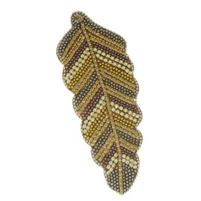 Aplique de Tecido Folha Lígia Lateral com Strass