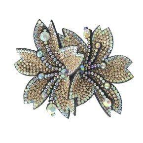 Aplique de Tecido Flor Dupla Geórgia Lateral com Strass