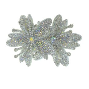 Aplique de Tecido Duas Flores Mavie Lateral com Strass