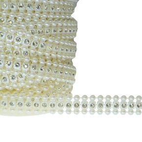 Aljofre de Pérola Fileiras Pérola e Strass 14mm