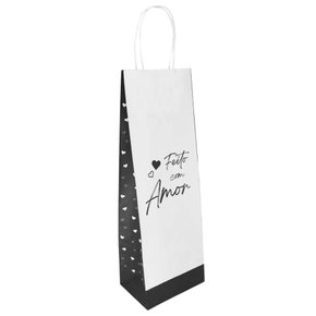 Sacola 12cm x 36cm Feito com Amor Corações - Unidade