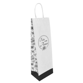 Sacola 12cm x 36cm Feito com Amor Flores e Insetos - Unidade