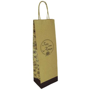 Sacola 12cm x 36cm Feito com Amor Flores e Insetos - Unidade