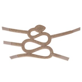 Cabedal Correia de Tecido Silvana com Strass - Pronto pra Aplicar em Solas