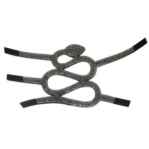 Cabedal Correia de Tecido Silvana com Strass - Pronto pra Aplicar em Solas