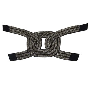 Cabedal Correia de Tecido Thalita com Strass - Pronto pra Aplicar em Solas