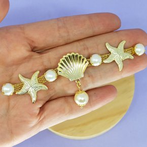 Cabedal Fundo do Mar Banhado Rebite Conchas e Estrela