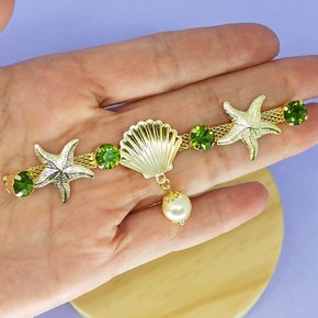 Cabedal Fundo do Mar Banhado Rebite Conchas e Estrela