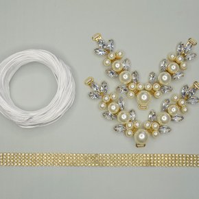 Kit Cabedal Pérola – Completo para Customização com Fio de Seda e Manta de Strass