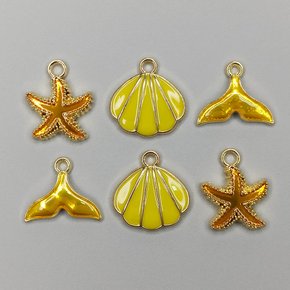 Kit de Pingentes de Metal com Argola - Concha + Estrela + Sereia