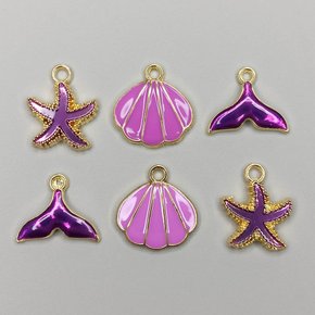 Kit de Pingentes de Metal com Argola - Concha + Estrela + Sereia