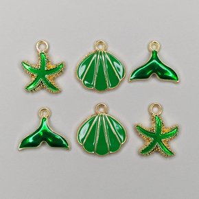 Kit de Pingentes de Metal com Argola - Concha + Estrela + Sereia