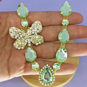 Cabedal Banhado Borboletas Bárbara V com Pedrarias e Strass