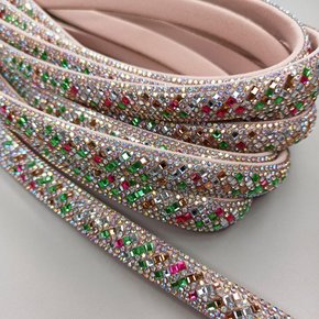 Tubo de Strass Meia Cana 15mm Quadradinhos - metro