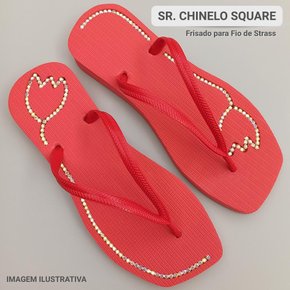 Sr.Chinelo Slim Square com Frisado para Fio de Strass